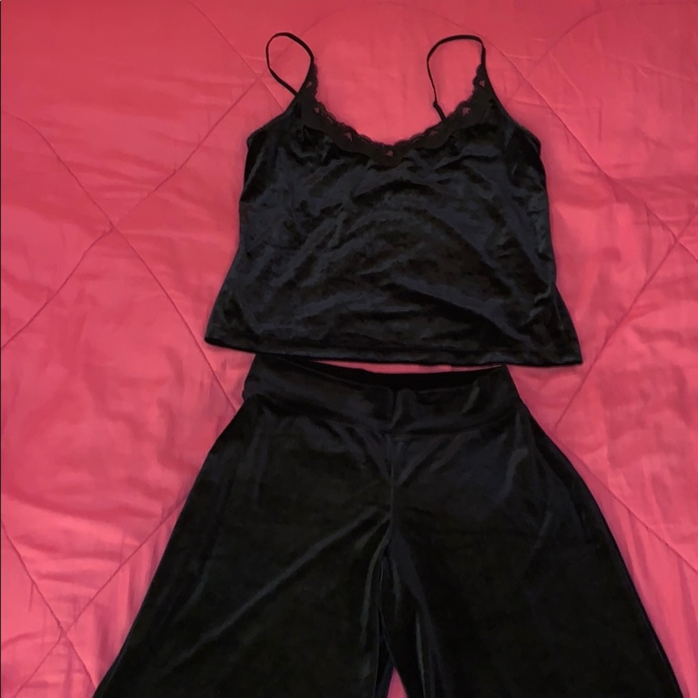 Black velour Pants set